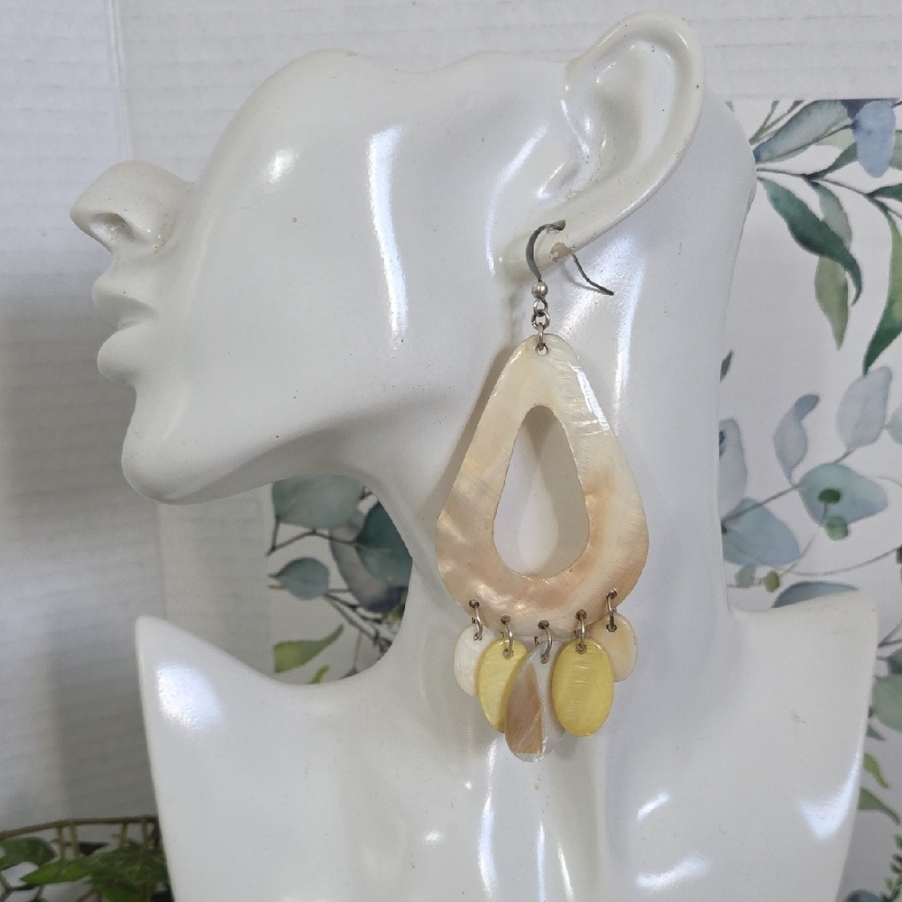 Artisan Vintage Large Statement Shell Drop Earrin… - image 5